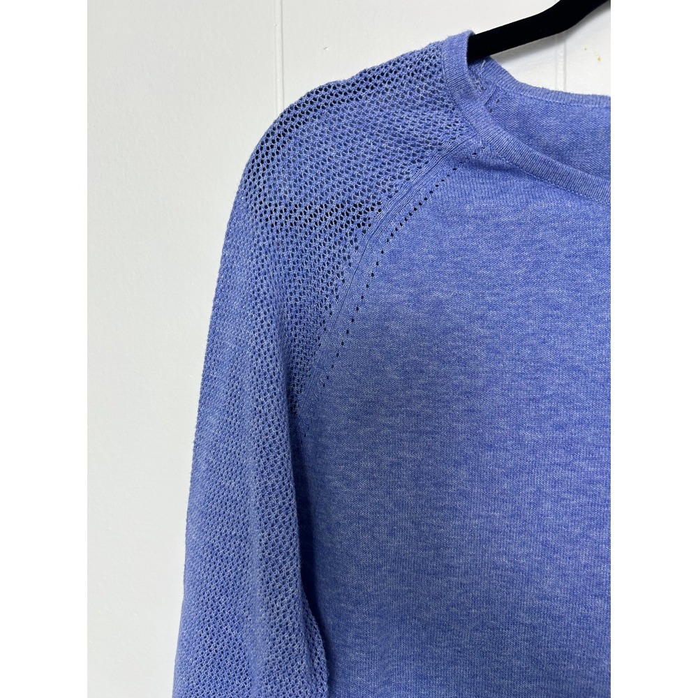 J McLaughlin Sweater Top women's L Periwinkle‎ Blue Cotton Knit Ruffle classic - Picture 8 of 9